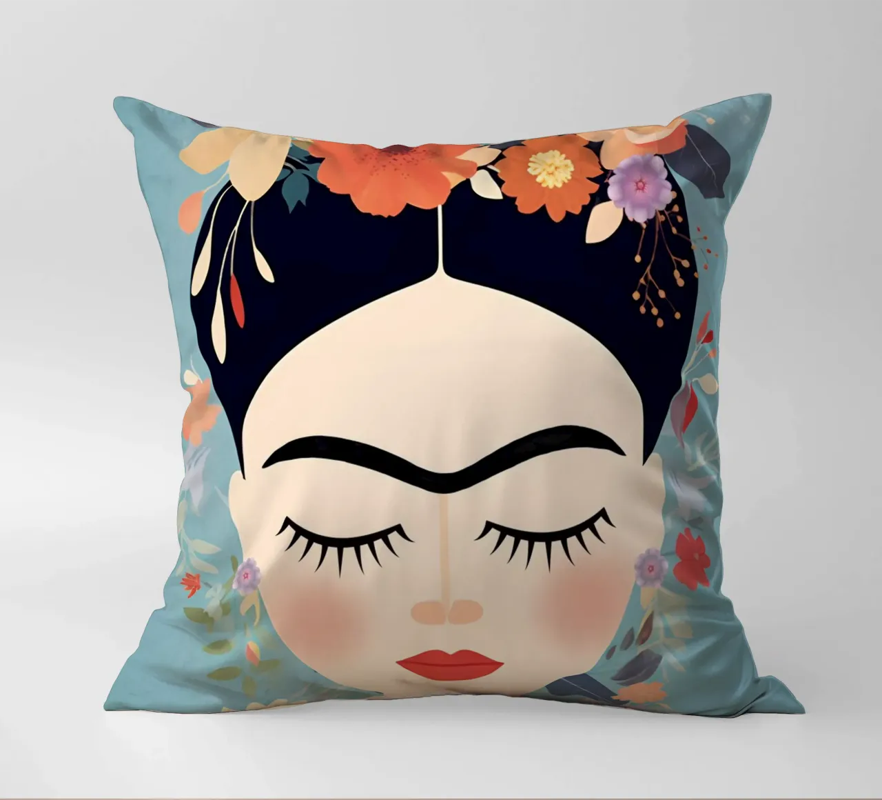 Blumige kleine Frida Kahlo Kissen von Carinaprint