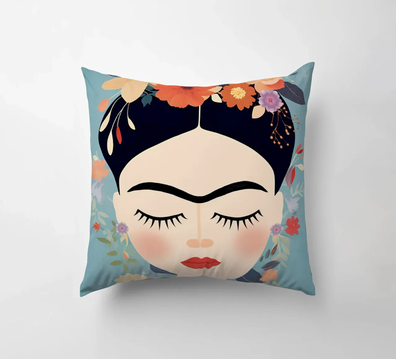 Blumige kleine Frida Kahlo Kissen von Carinaprint