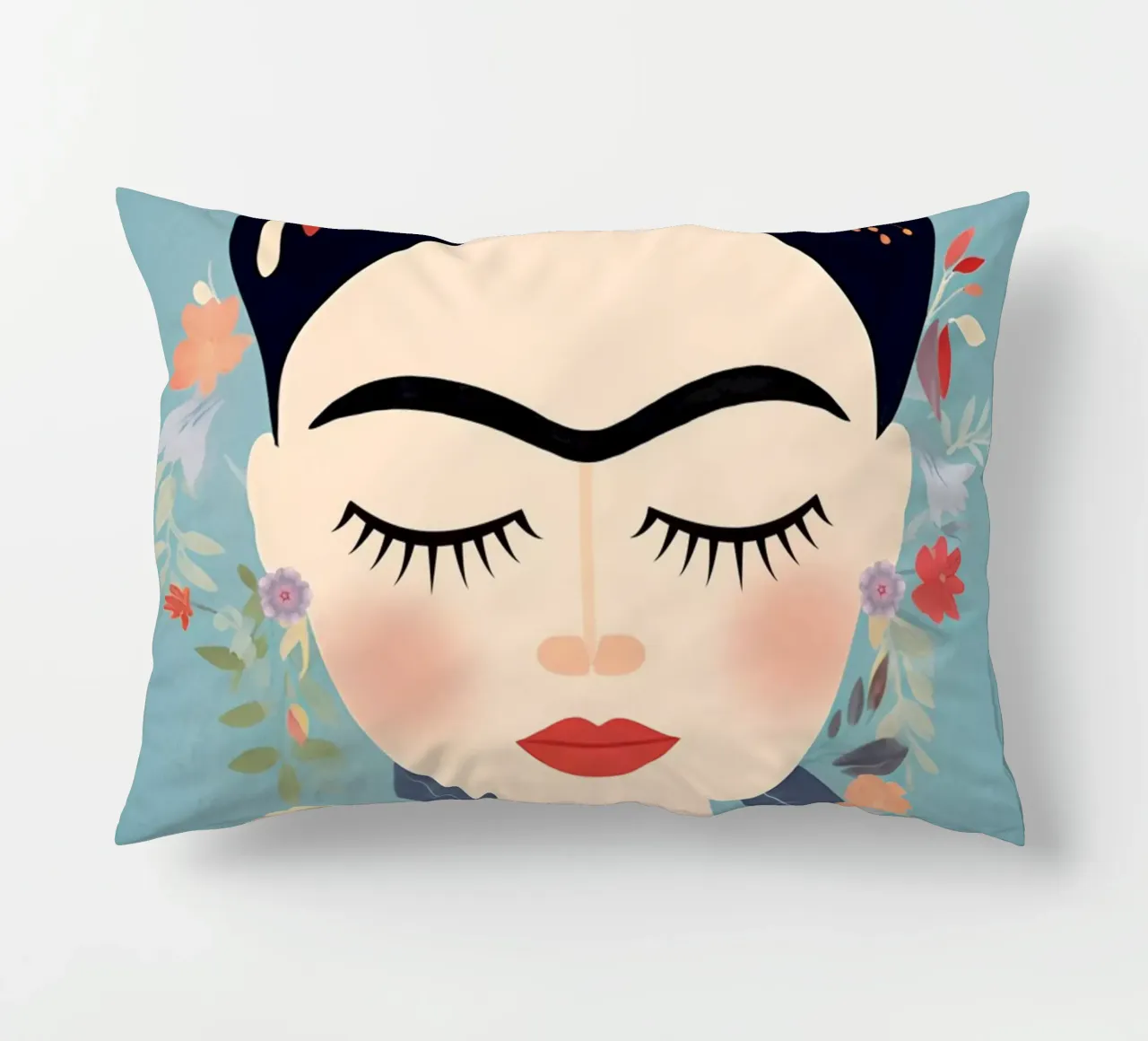 Blumige kleine Frida Kahlo Kissen von Carinaprint