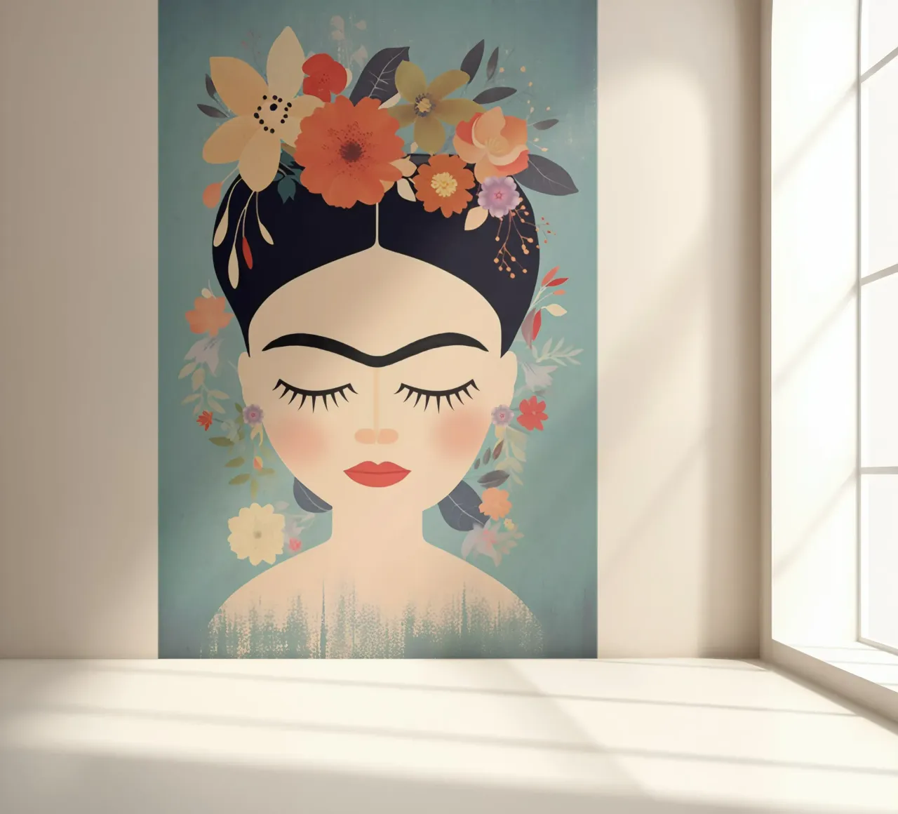 Blumige kleine Frida Kahlo Fototapete von Carinaprint