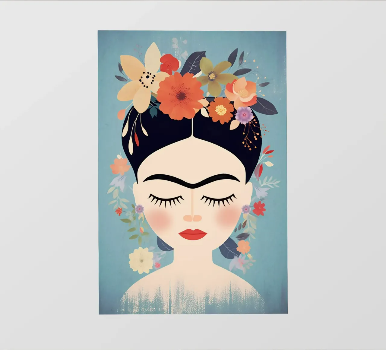 Blumige kleine Frida Kahlo Fototapete von Carinaprint