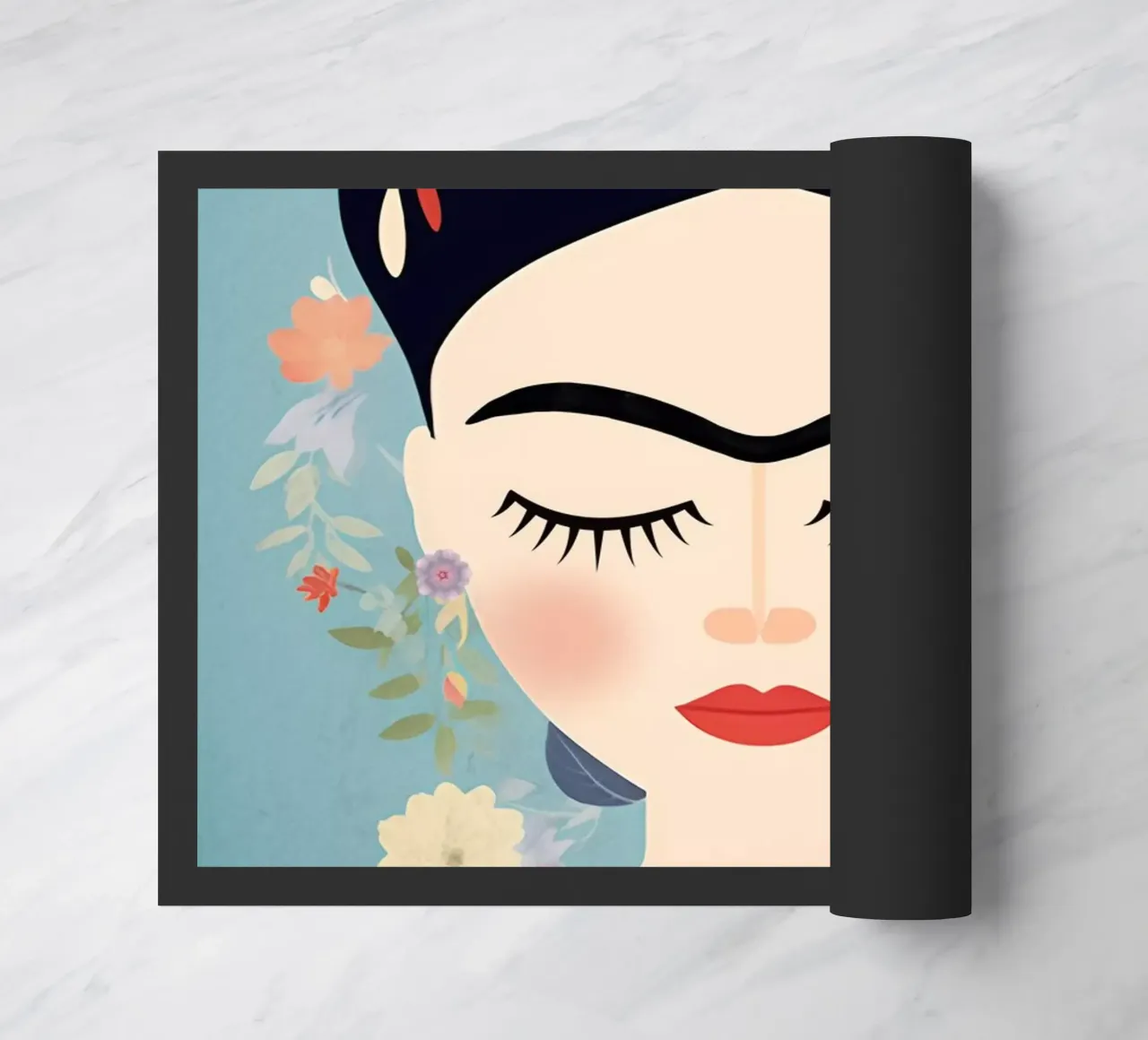 Blumige kleine Frida Kahlo Fußmatte von Carinaprint