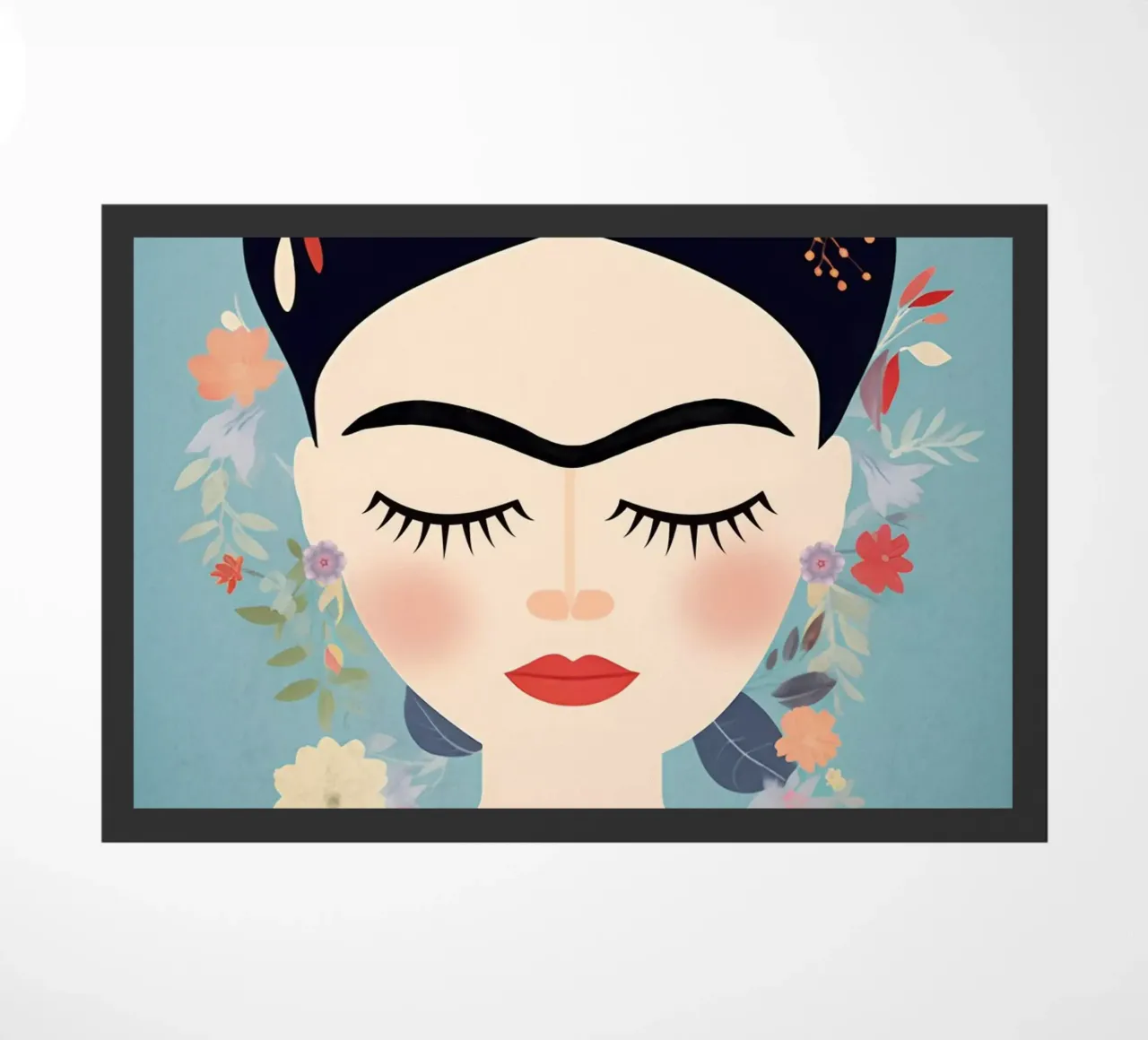 Blumige kleine Frida Kahlo Fußmatte von Carinaprint