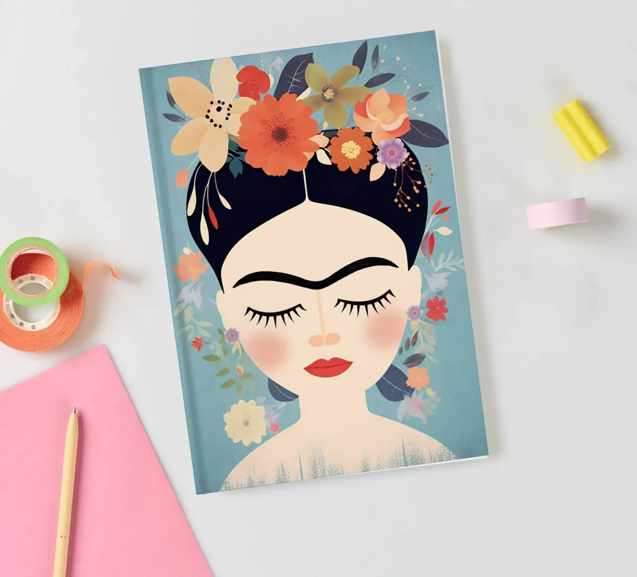Blumige kleine Frida Kahlo Notizbuch von Carinaprint