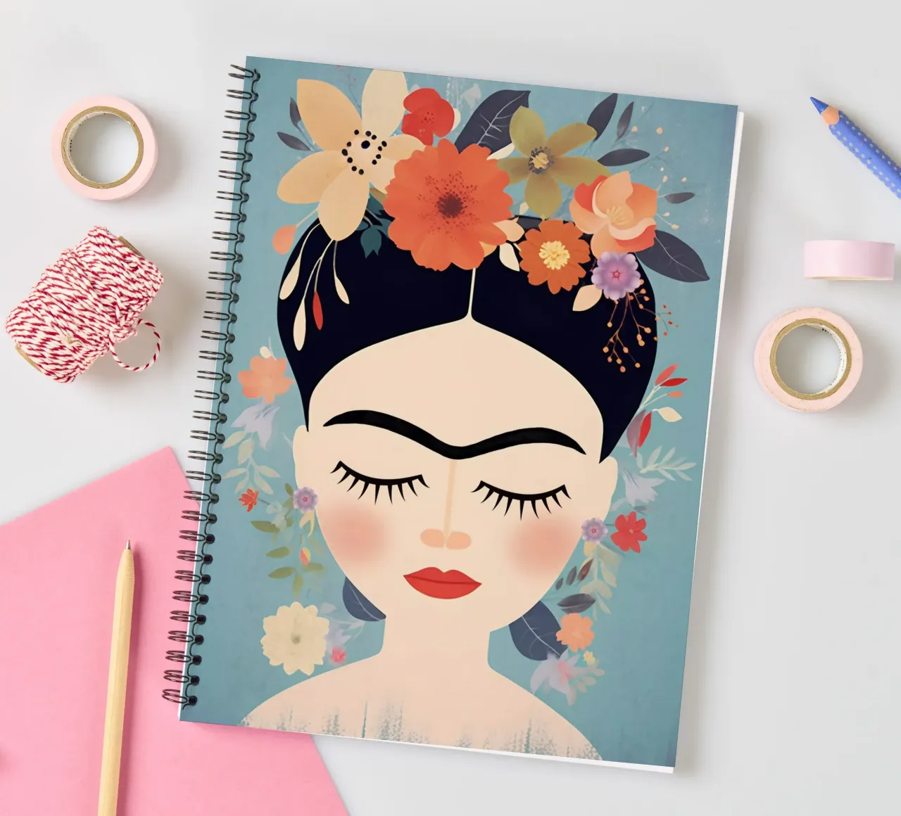 Blumige kleine Frida Kahlo Ringbuch von Carinaprint