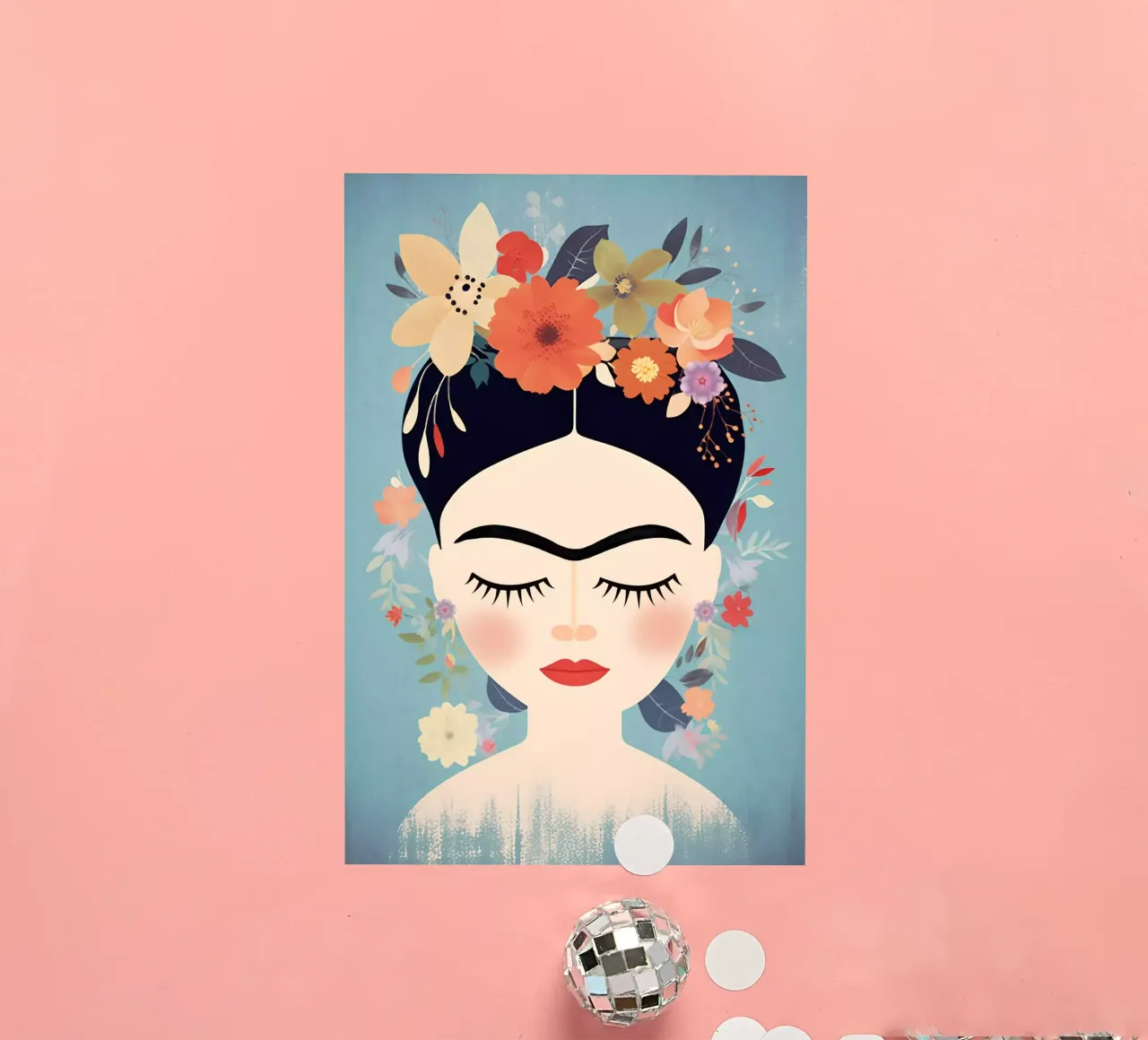 Blumige kleine Frida Kahlo Sticker von Carinaprint