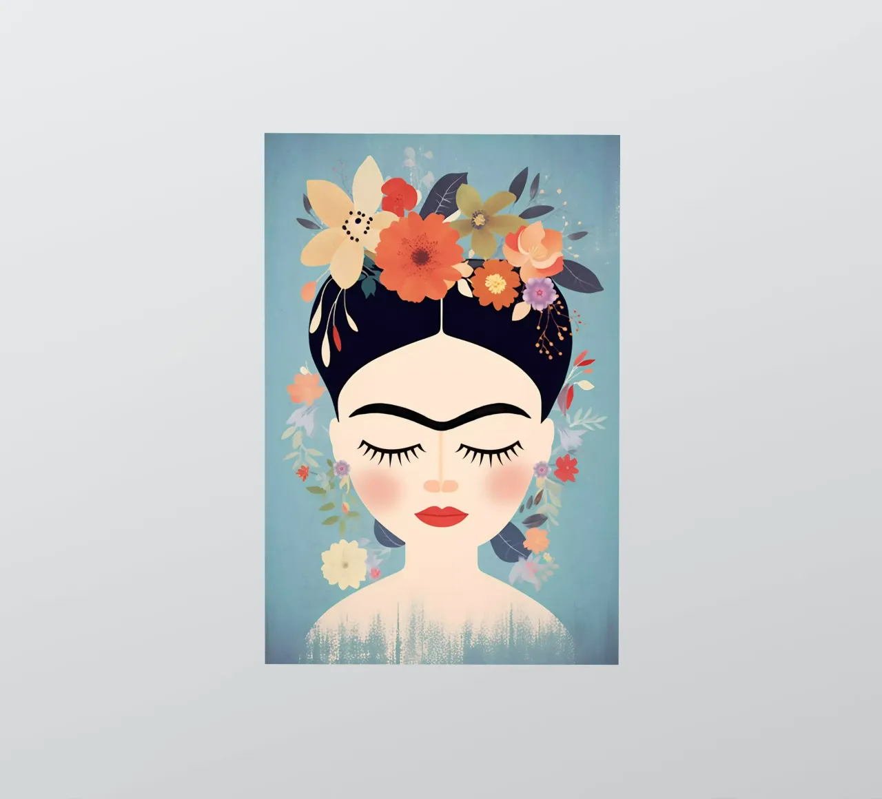 Blumige kleine Frida Kahlo Sticker von Carinaprint