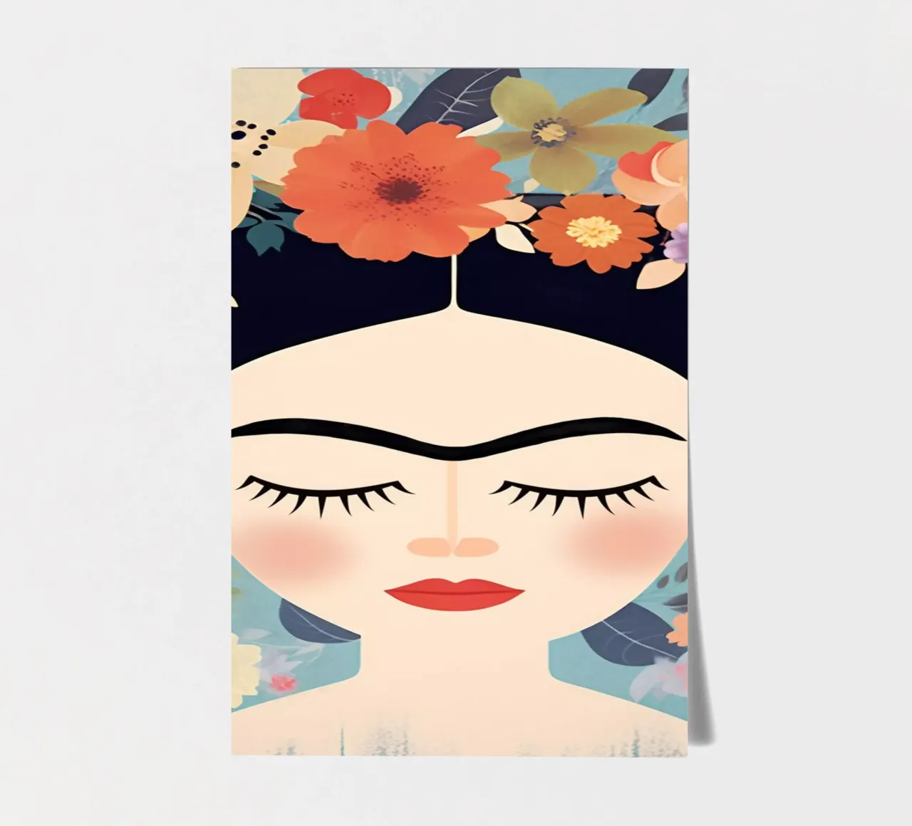Blumige kleine Frida Kahlo Stickerbogen von Carinaprint