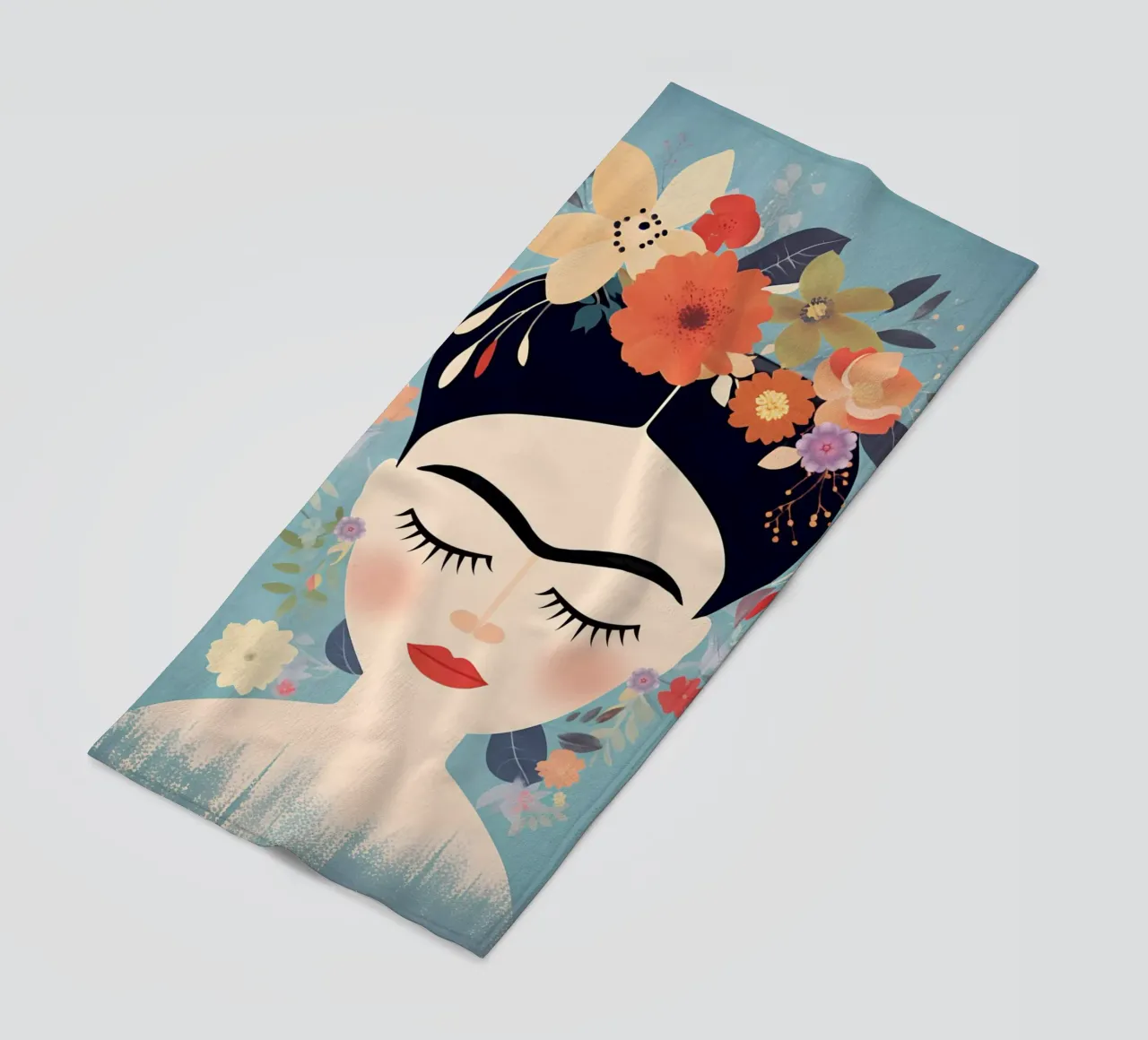 Blumige kleine Frida Kahlo Strandtuch von Carinaprint