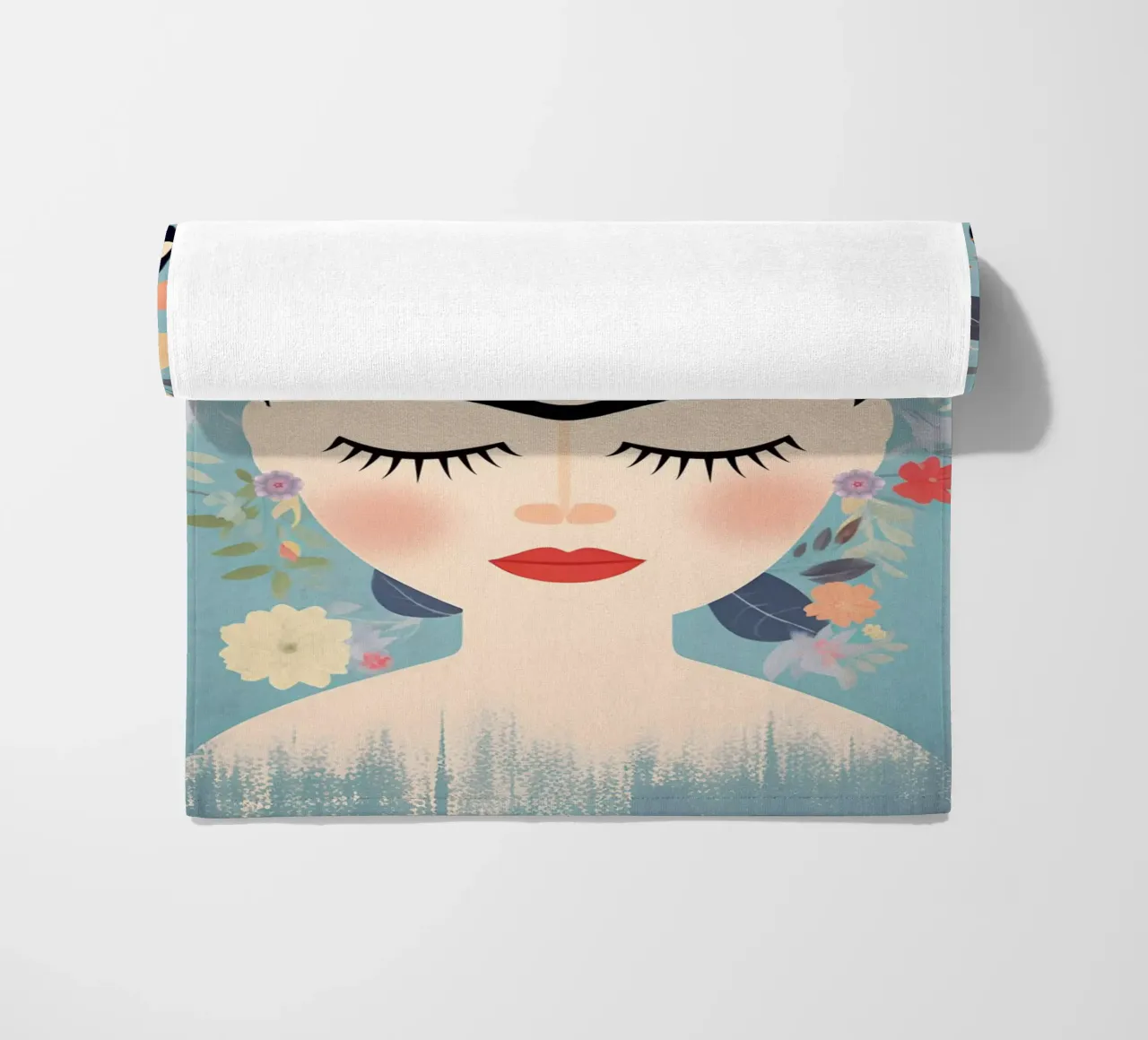 Blumige kleine Frida Kahlo Strandtuch von Carinaprint