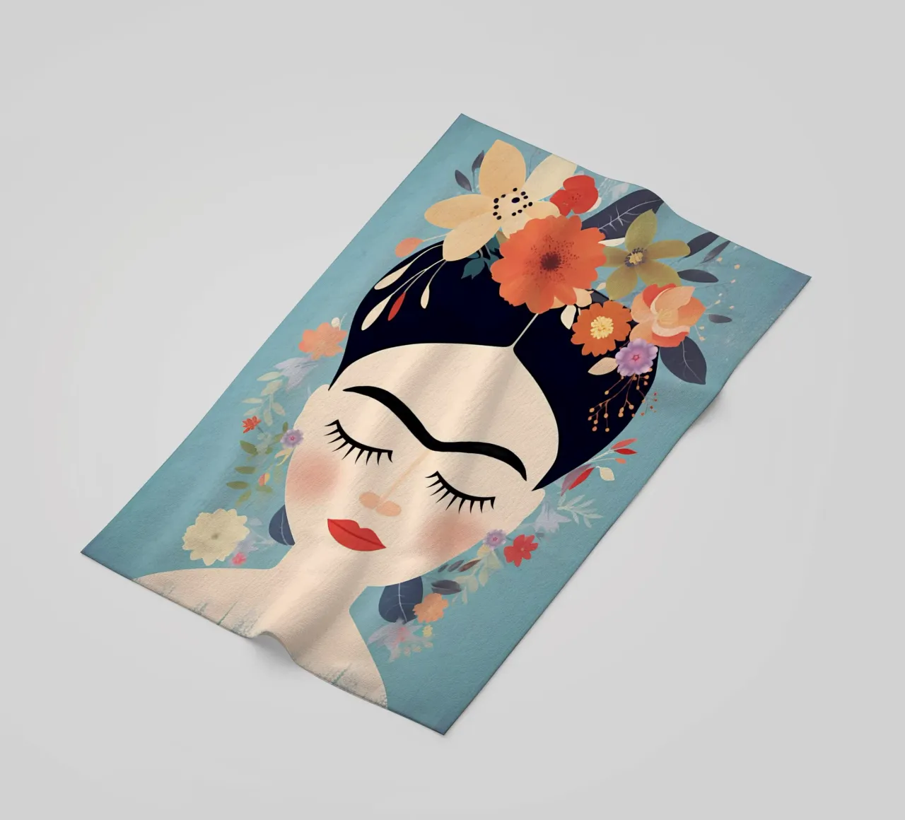 Blumige kleine Frida Kahlo Strandtuch von Carinaprint