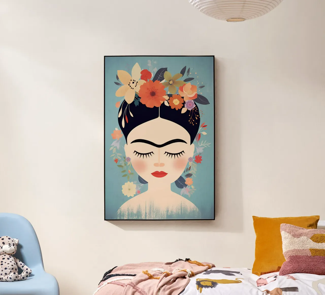 Flowery little Frida Kahlo Acryl-Glas von Carinaprint