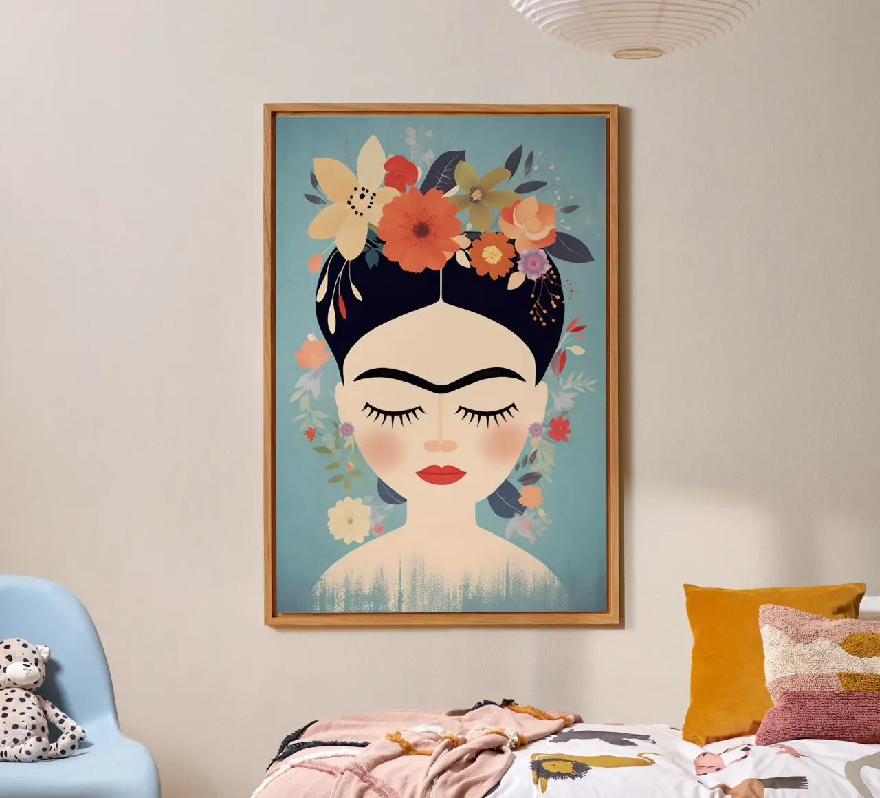 Blumige kleine Frida Kahlo Alu-Dibond von Carinaprint