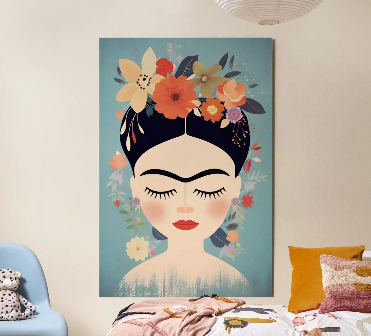 Blumige kleine Frida Kahlo Alu-Dibond von Carinaprint