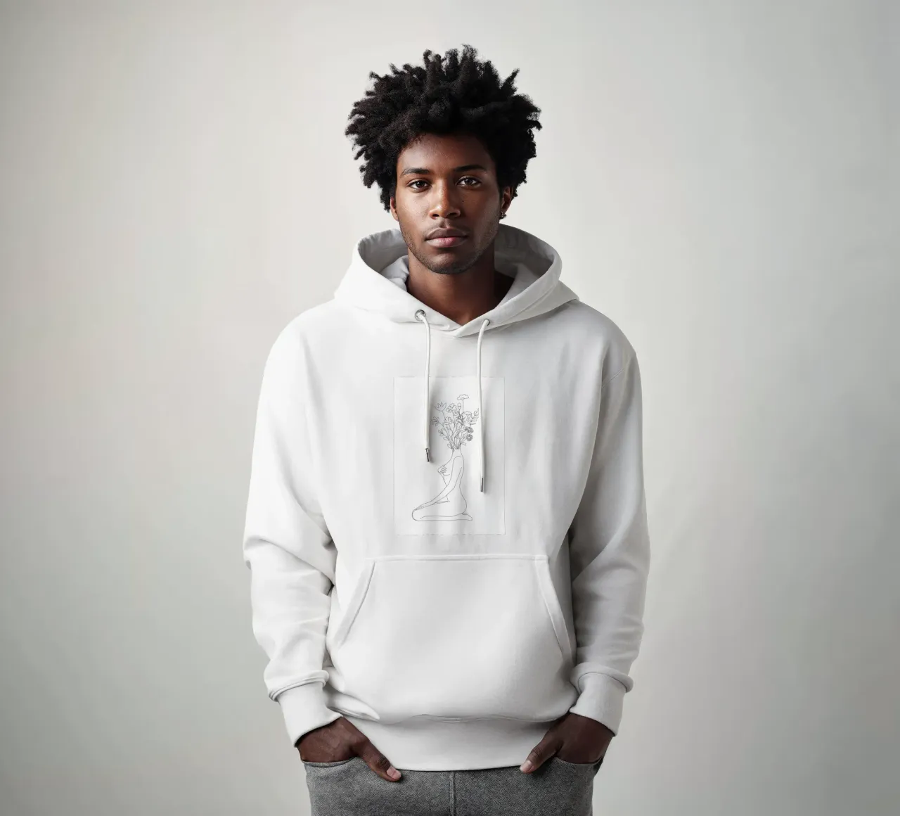 Minimal Line Bloom Hoodie von Nadjaa