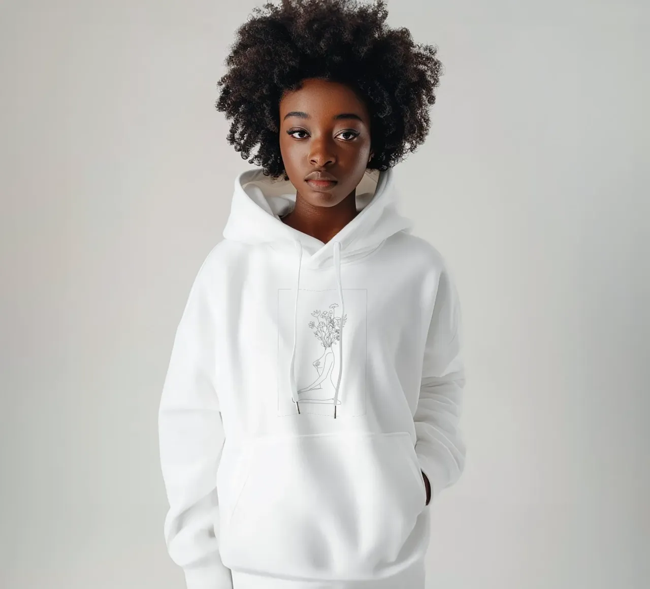 Minimal Line Bloom felpa con cappuccio da Nadjaa