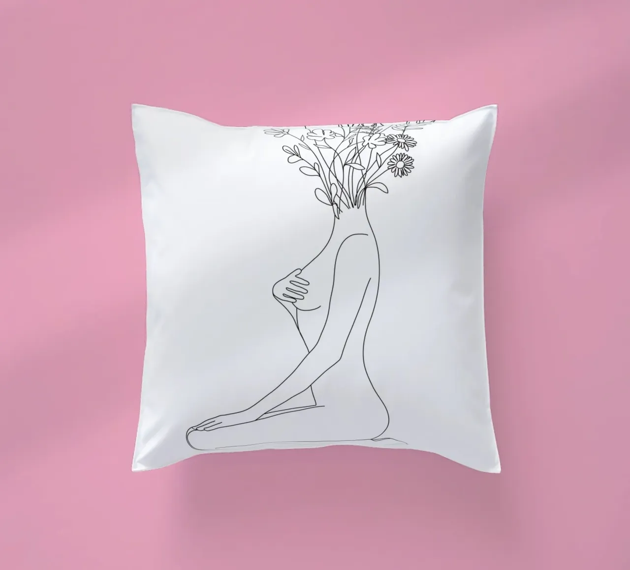 Minimal Line Bloom decorative cushion by Nadjaa