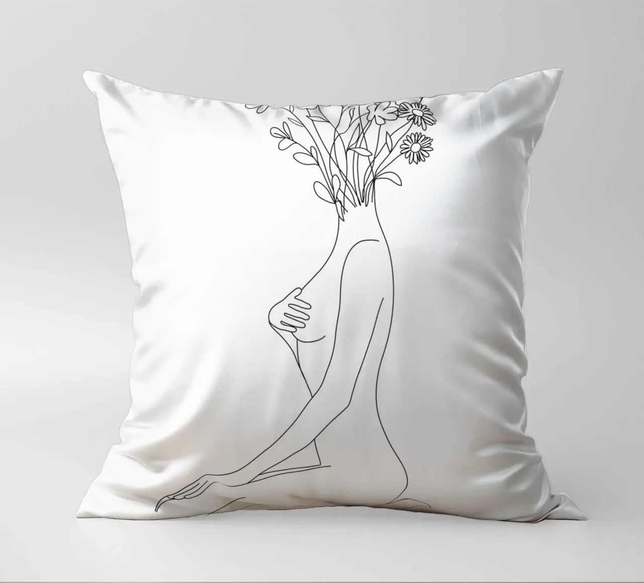 Minimal Line Bloom decorative cushion by Nadjaa