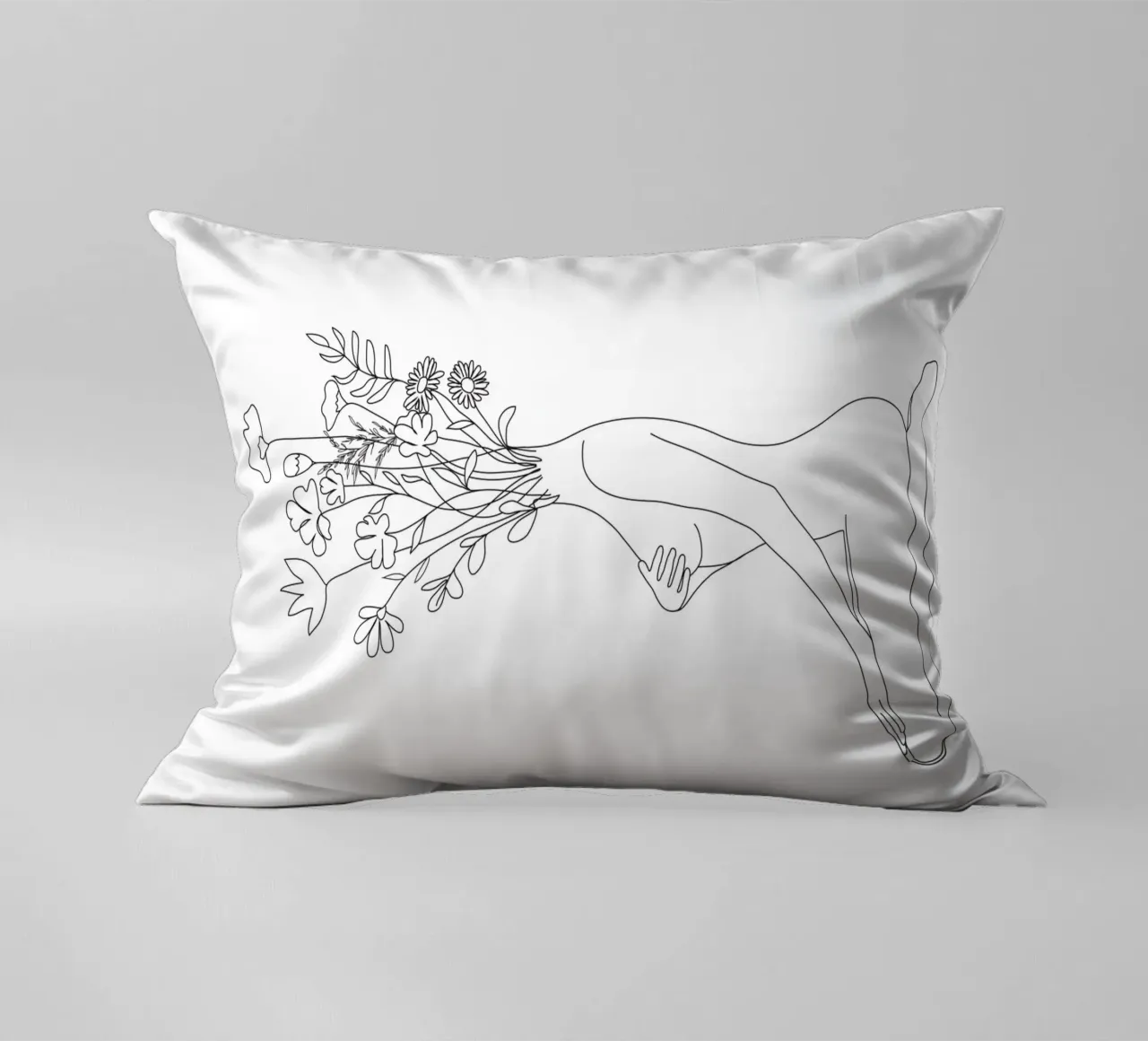 Minimal Line Bloom decorative cushion by Nadjaa