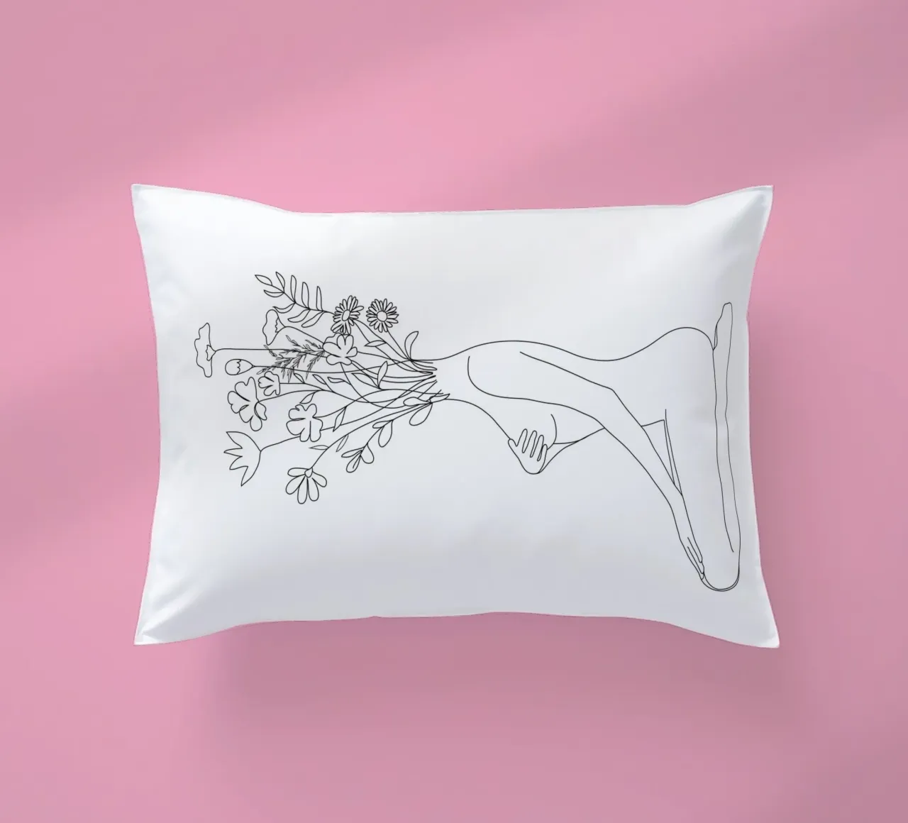 Minimal Line Bloom decorative cushion by Nadjaa