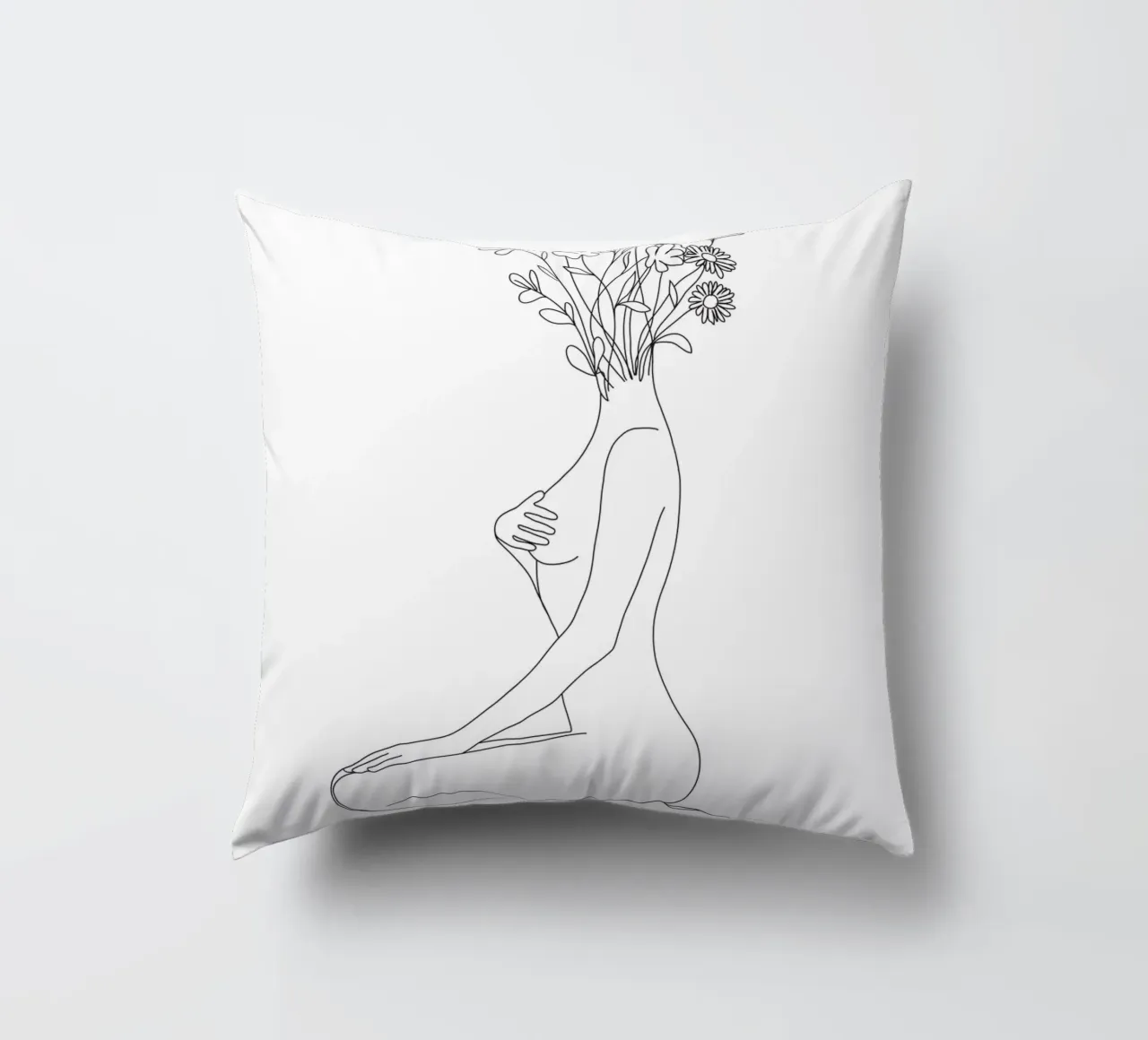 Minimal Line Bloom decorative cushion by Nadjaa