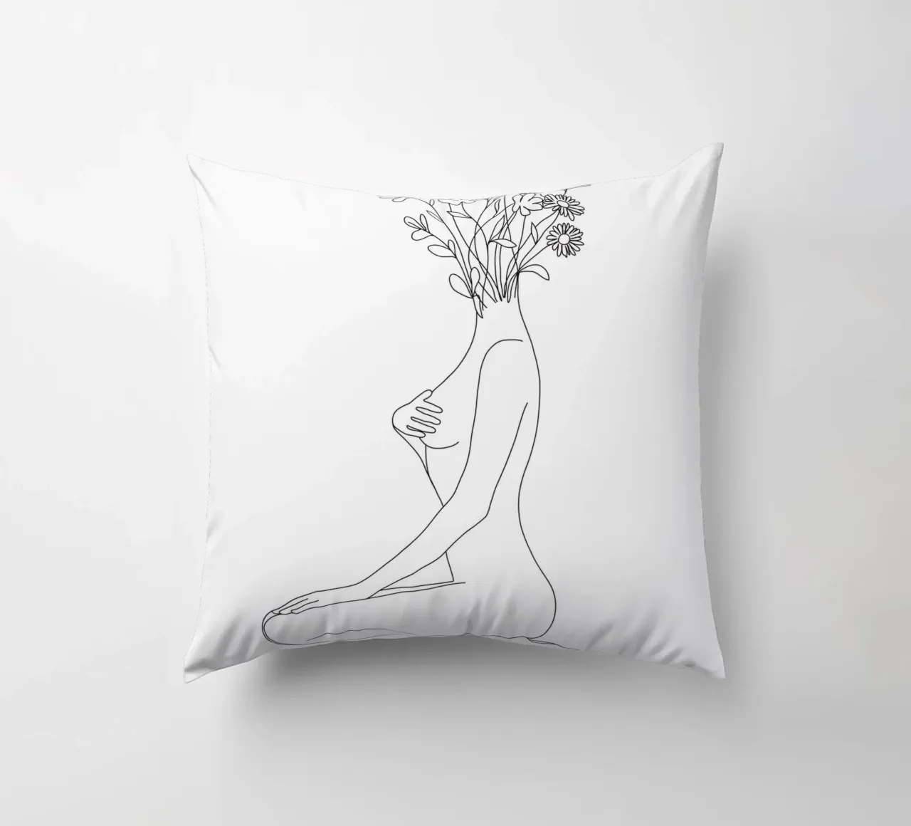 Minimal Line Bloom decorative cushion by Nadjaa