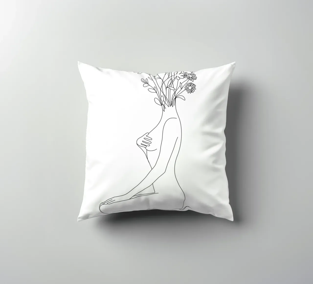 Minimal Line Bloom decorative cushion by Nadjaa