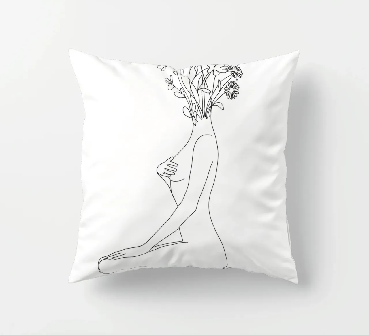 Minimal Line Bloom decorative cushion by Nadjaa