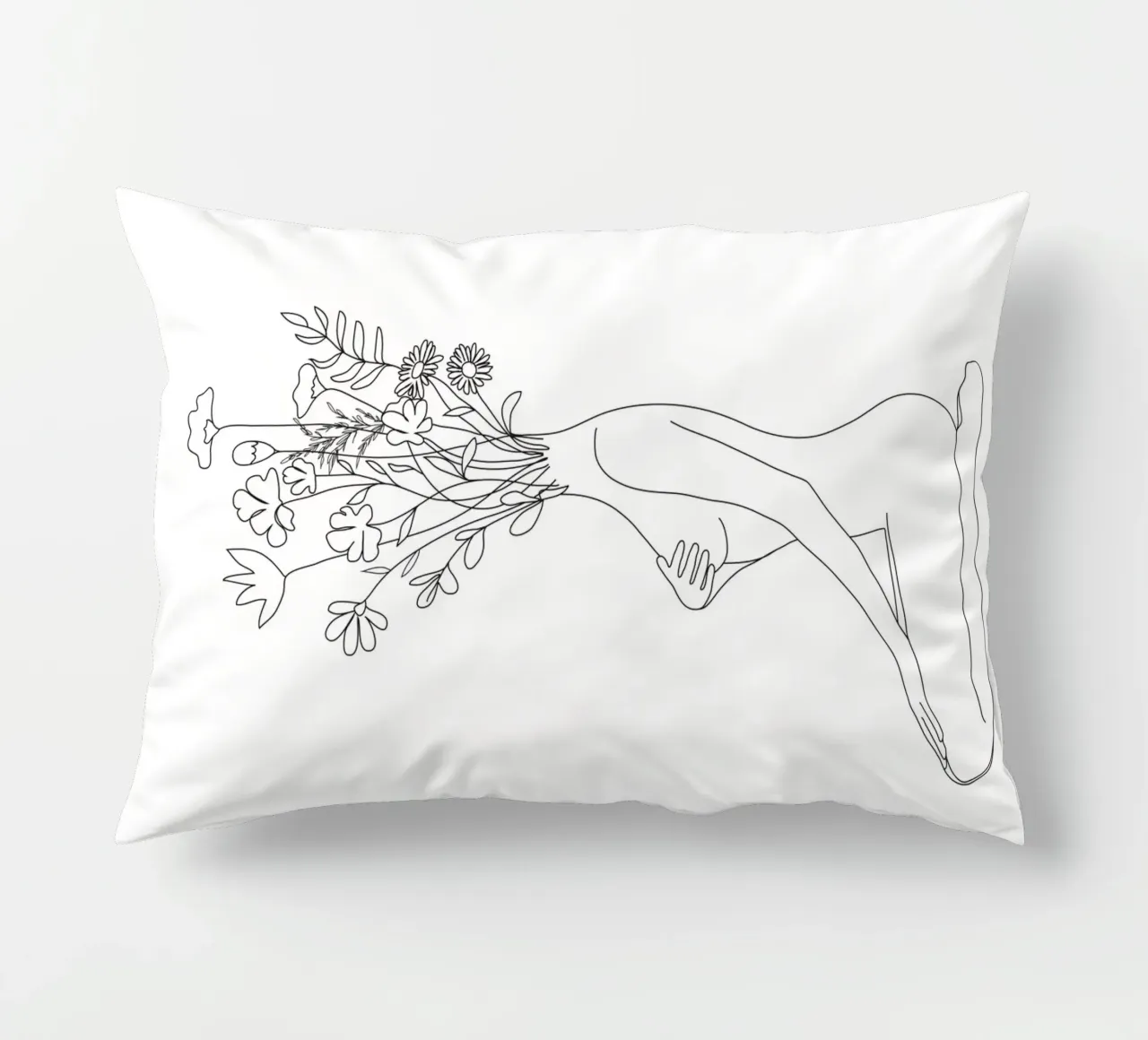 Minimal Line Bloom decorative cushion by Nadjaa