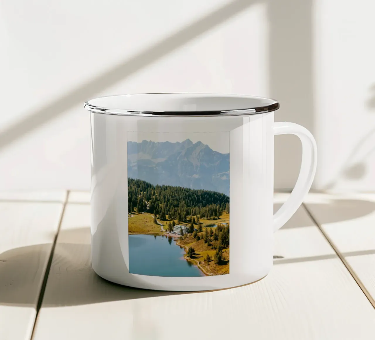 landscape with forest tazza in smalto da feny