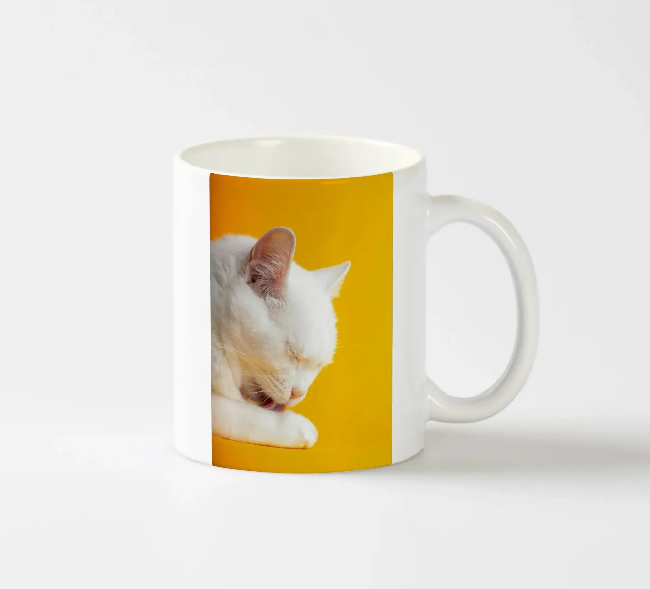 cat in the yellow shade tazza in ceramica da feny