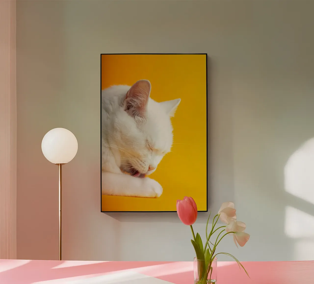 cat in the yellow shade plexiglass da feny