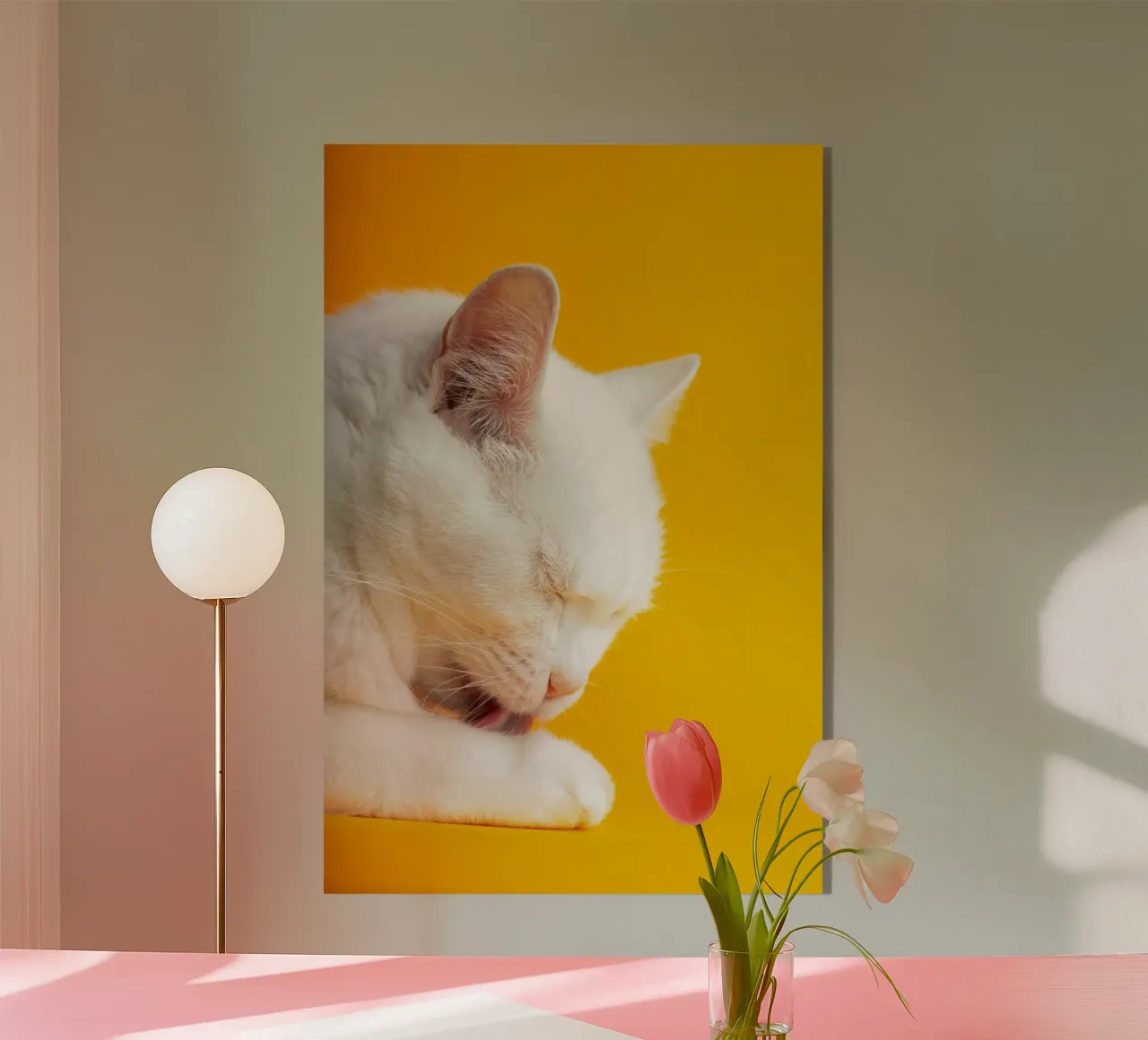 cat in the yellow shade plexiglass da feny