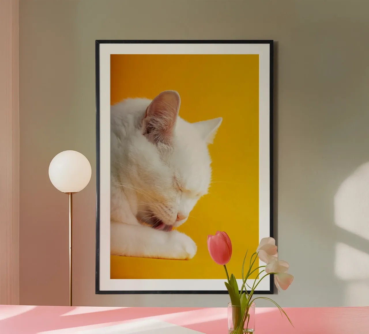 cat in the yellow shade carta hahnemühle da feny