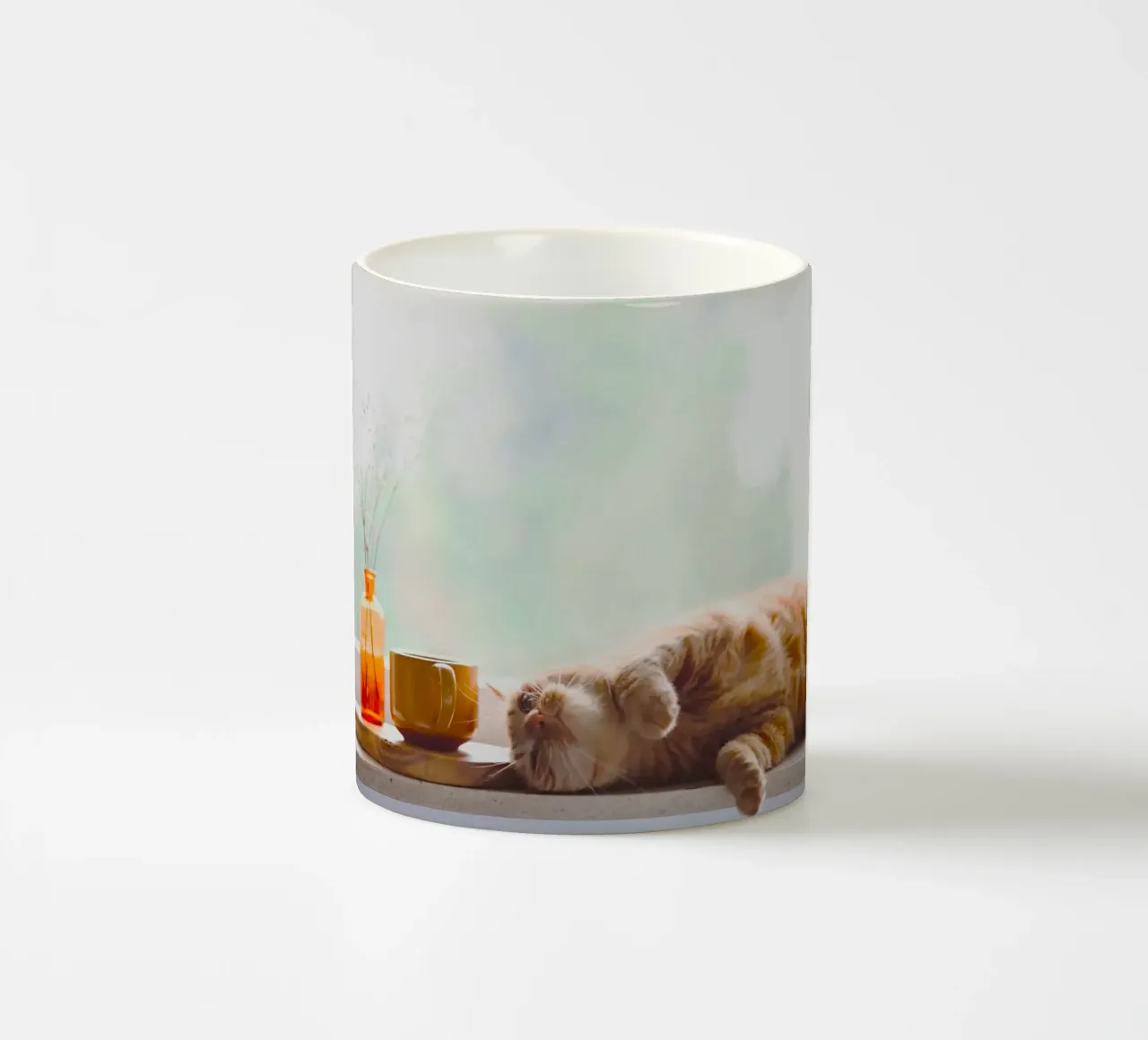 chill cat with juice tazza in ceramica da feny