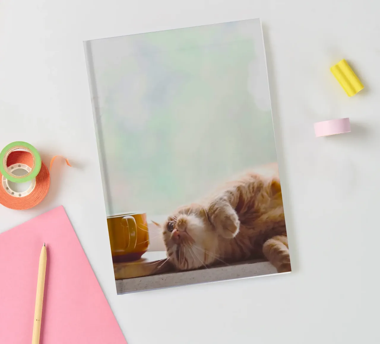 chill cat with juice notebook by feny