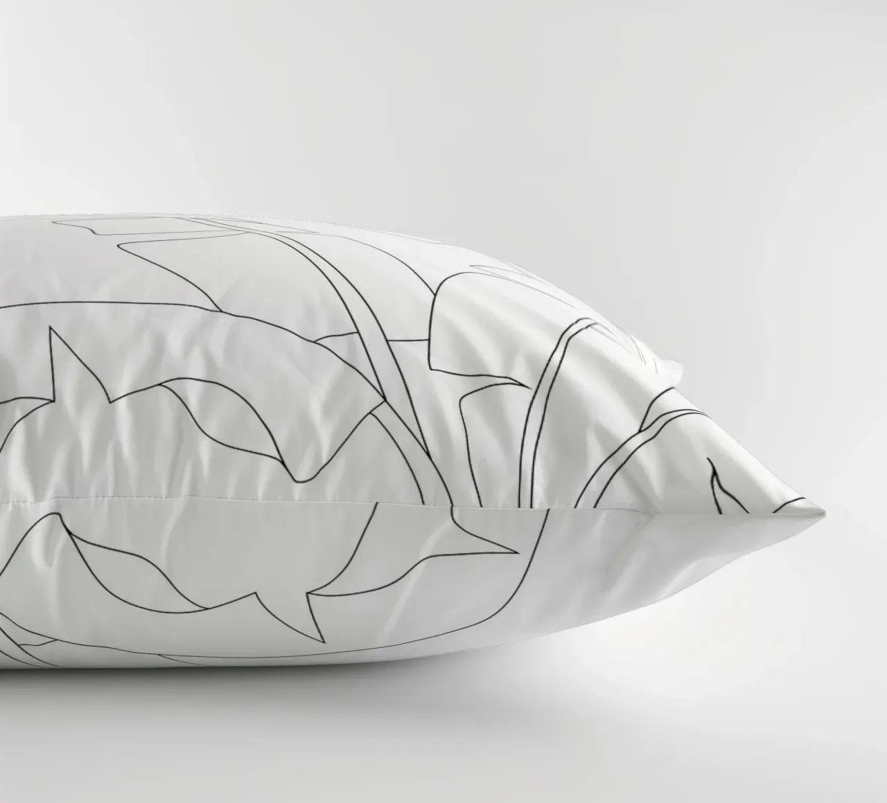 Minimal Line Art Banana Leaves cuscino da Nadjaa
