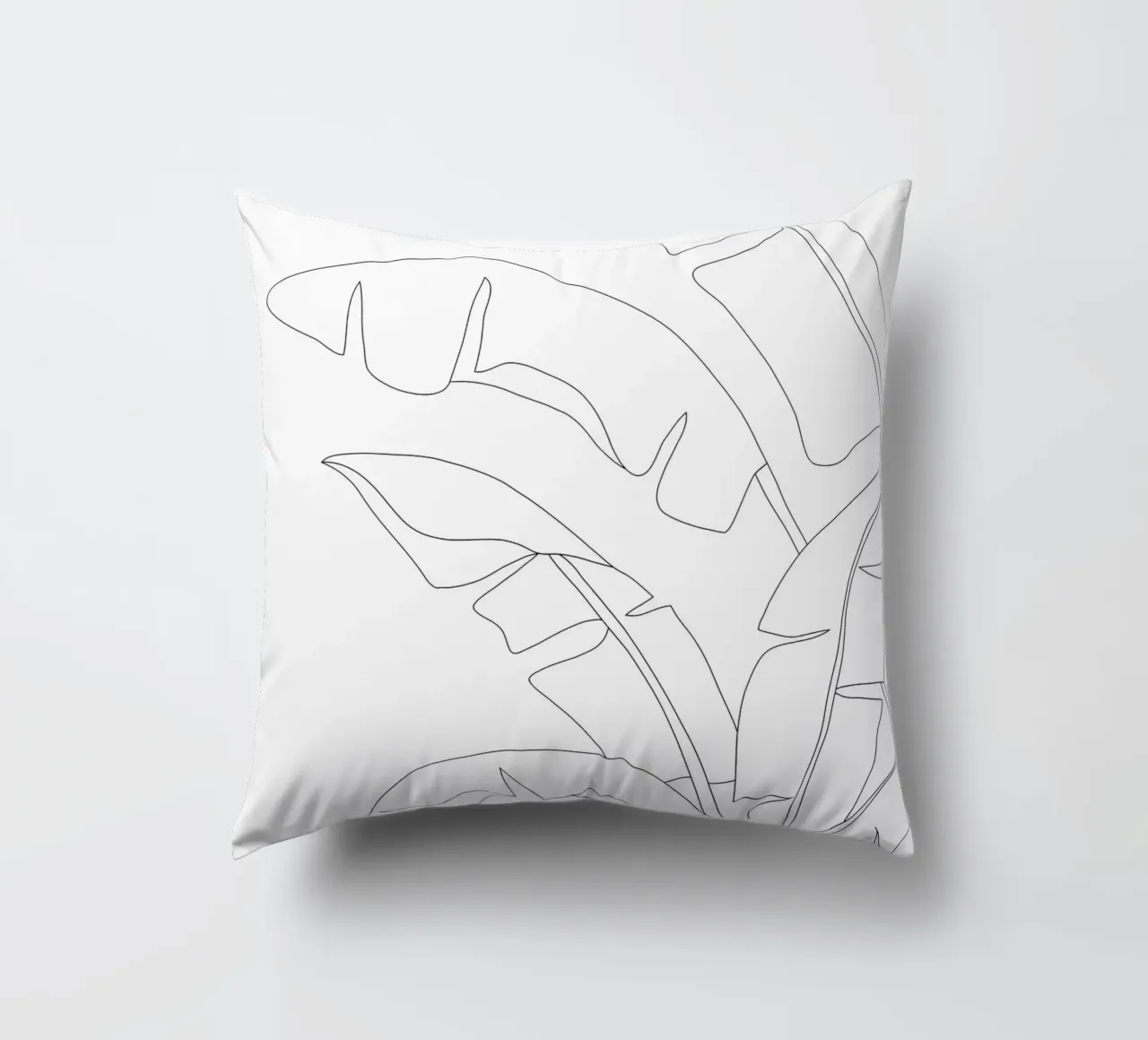 Minimal Line Art Banana Leaves cuscino da Nadjaa