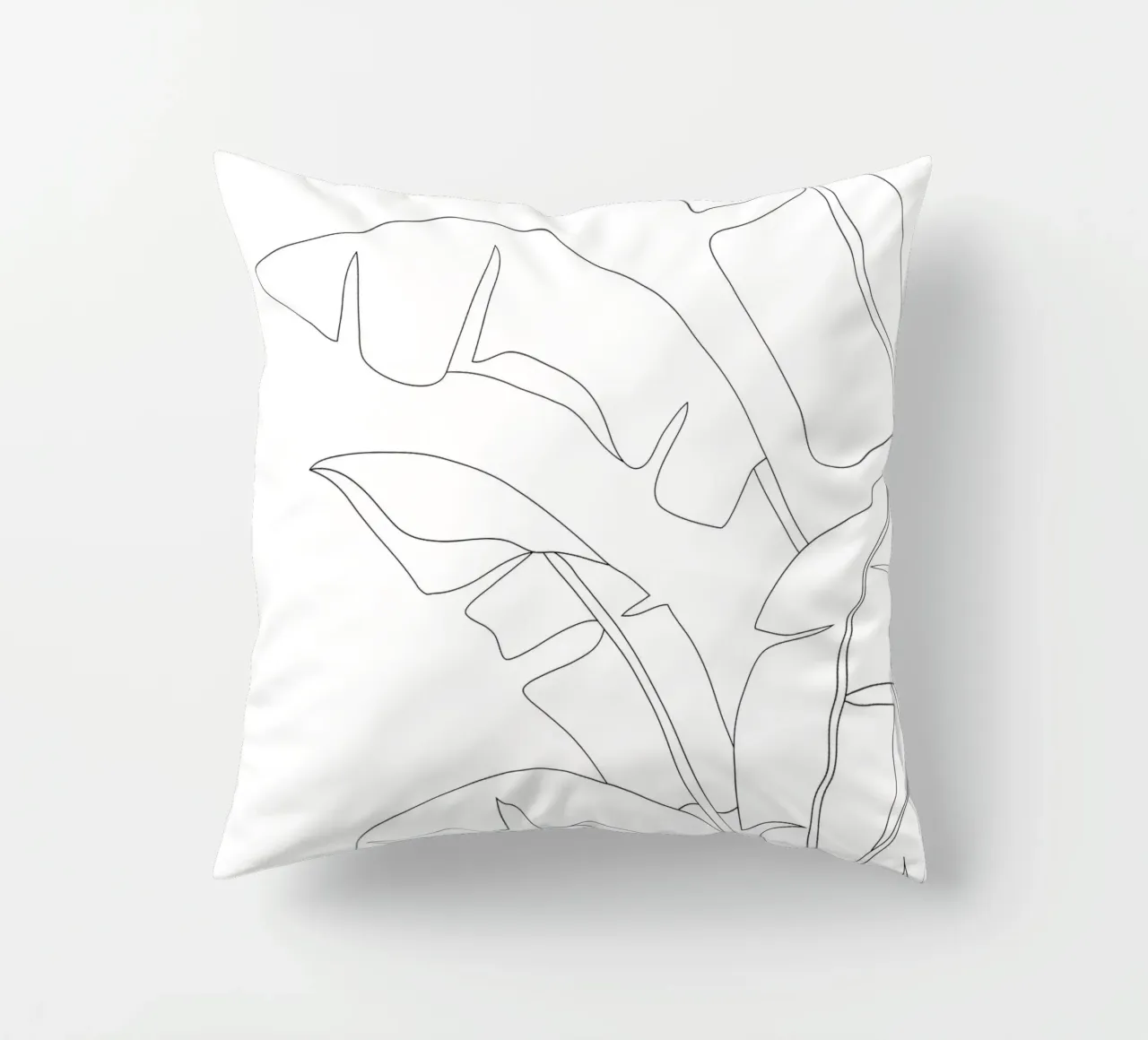Minimal Line Art Banana Leaves cuscino da Nadjaa