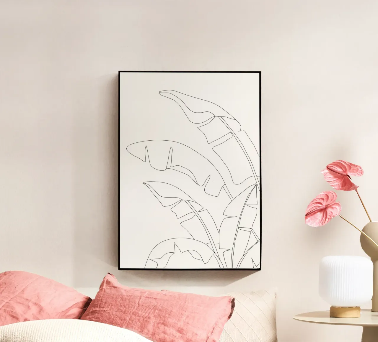 Minimal Line Art Banana Leaves plexiglass da Nadjaa