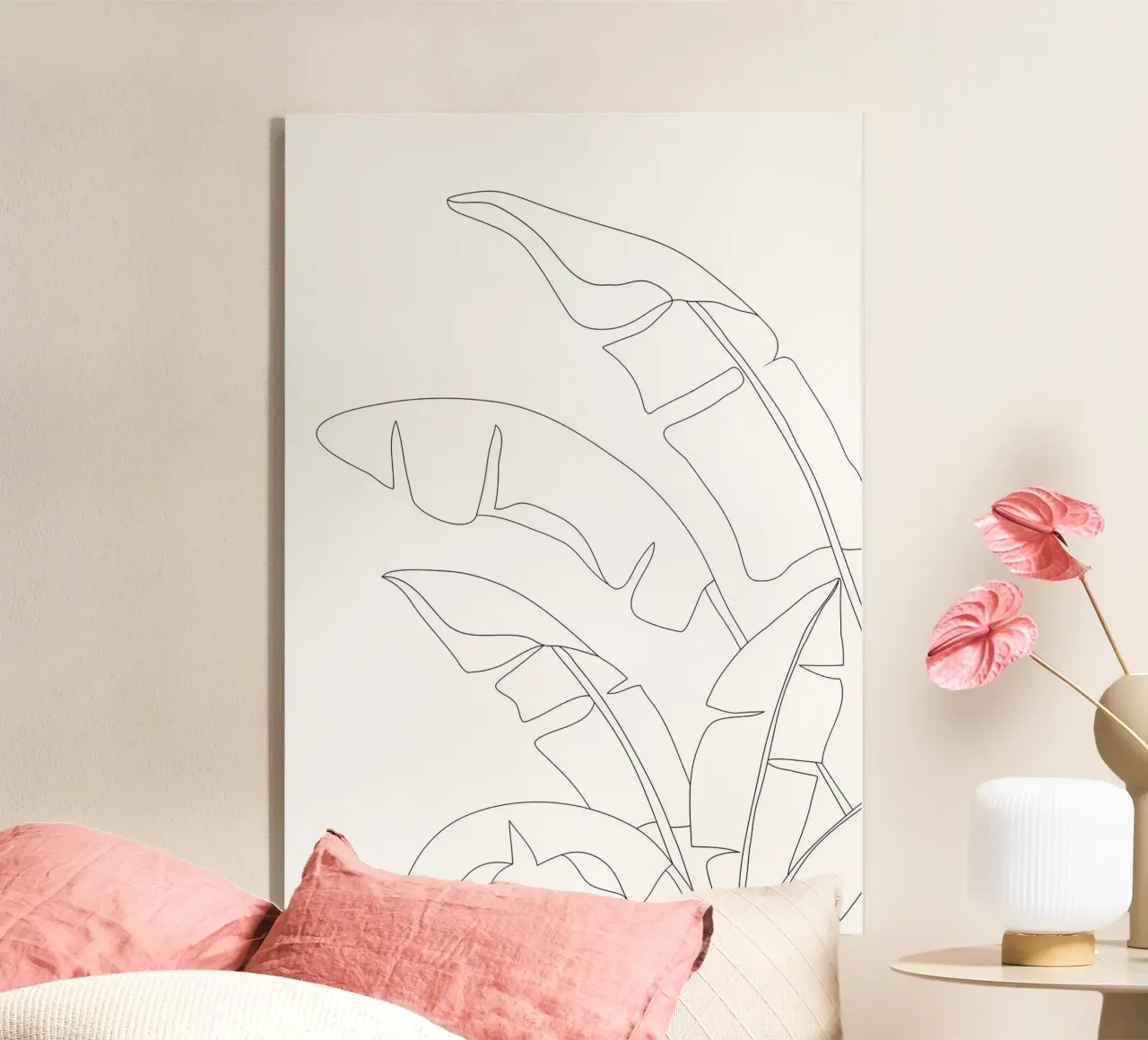 Minimal Line Art Banana Leaves plexiglass da Nadjaa