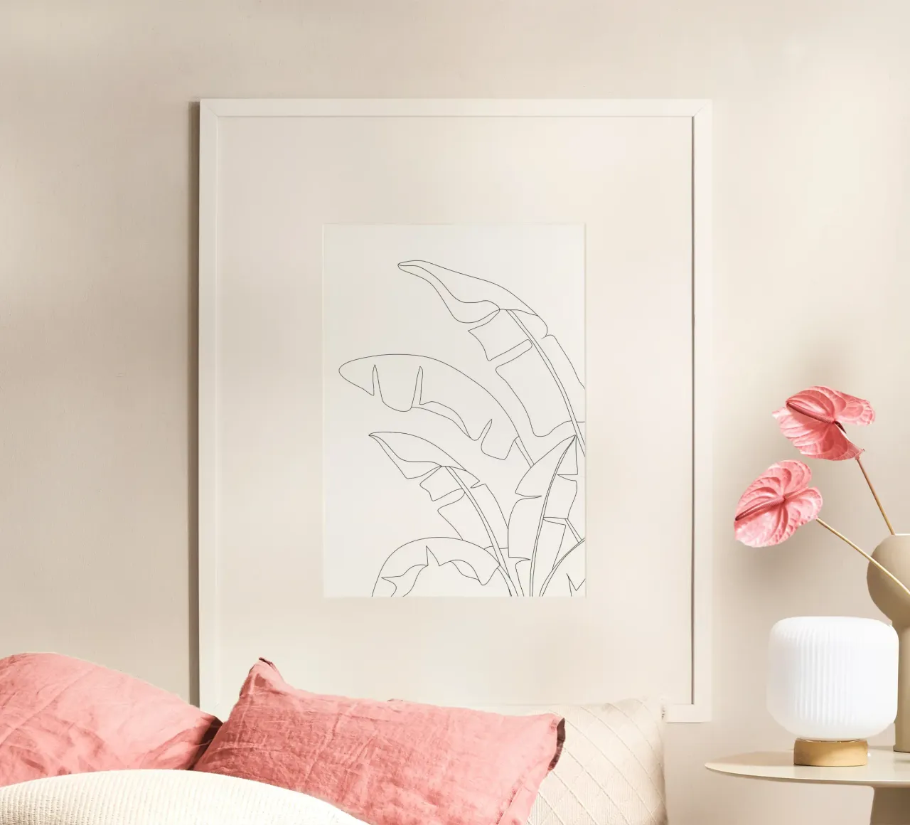 Minimal Line Art Banana Leaves carta hahnemühle da Nadjaa