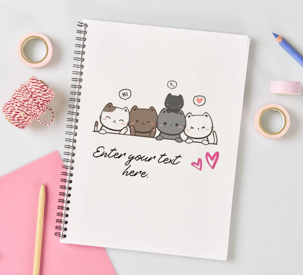 Cats Design – Fully Customizable spiral notebook by Doodle Dreams Art