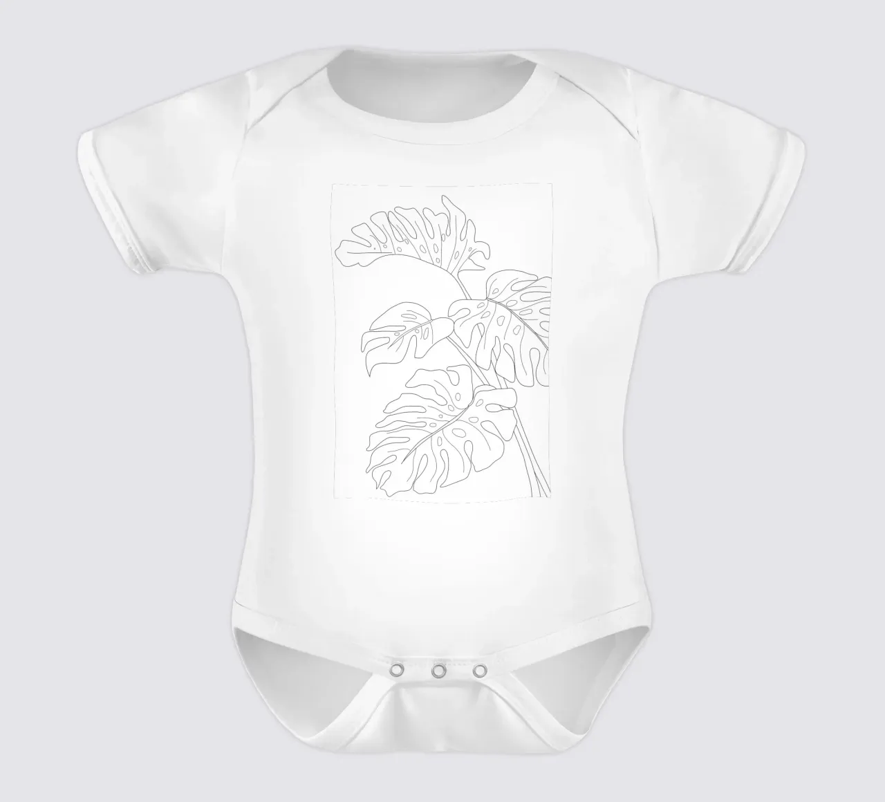 Minimal Line Art Monstera Leaves body neonato maniche corte da Nadjaa