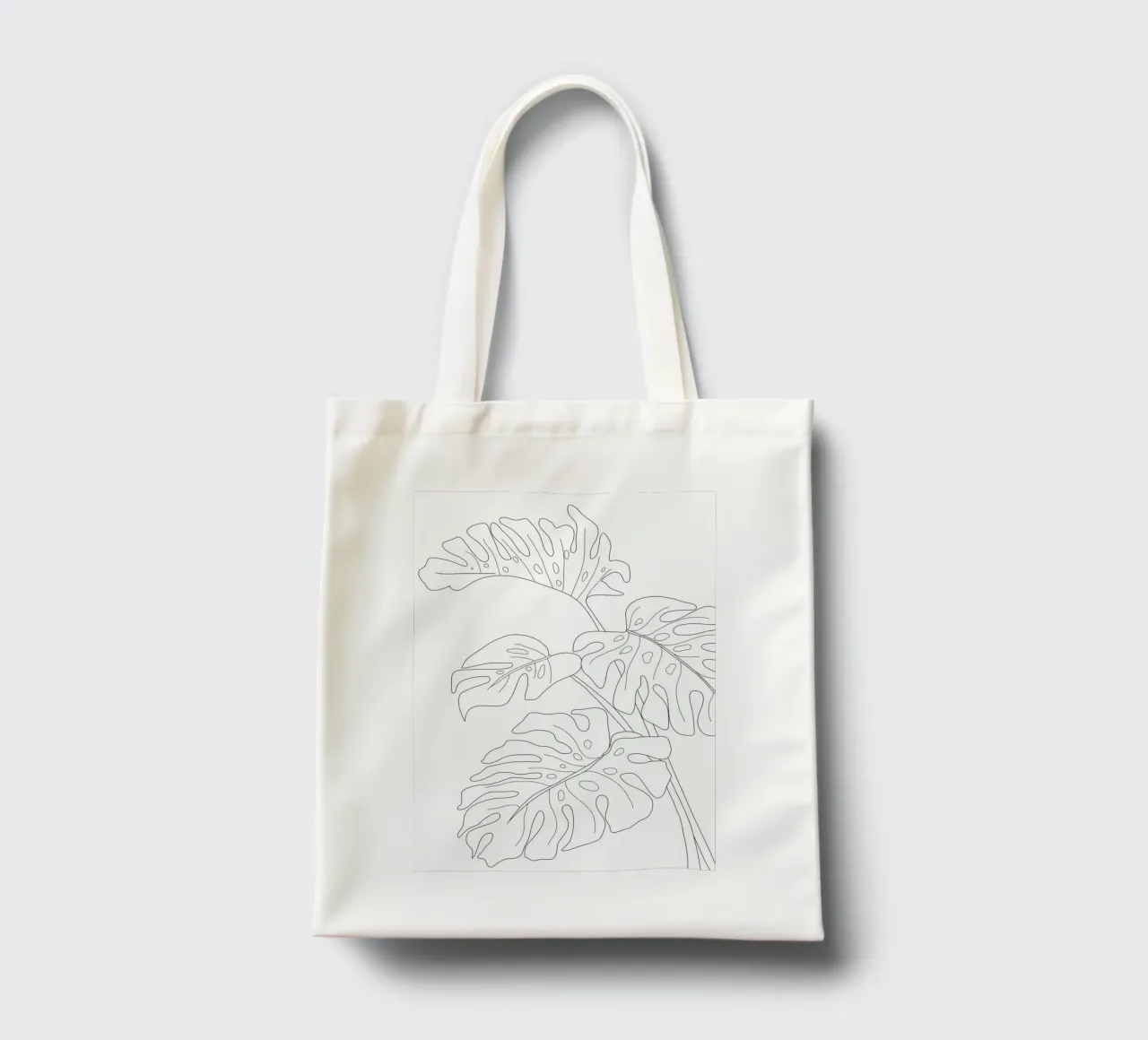 Minimal Line Art Monstera Leaves borsa in juta da Nadjaa