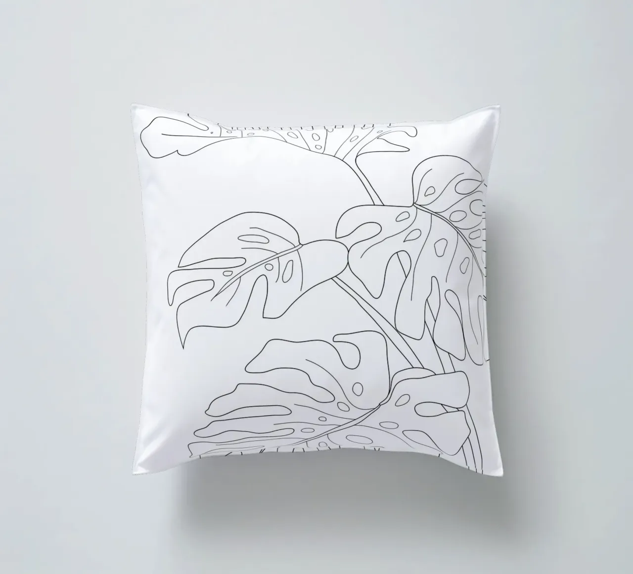 Minimal Line Art Monstera Leaves cuscino da Nadjaa