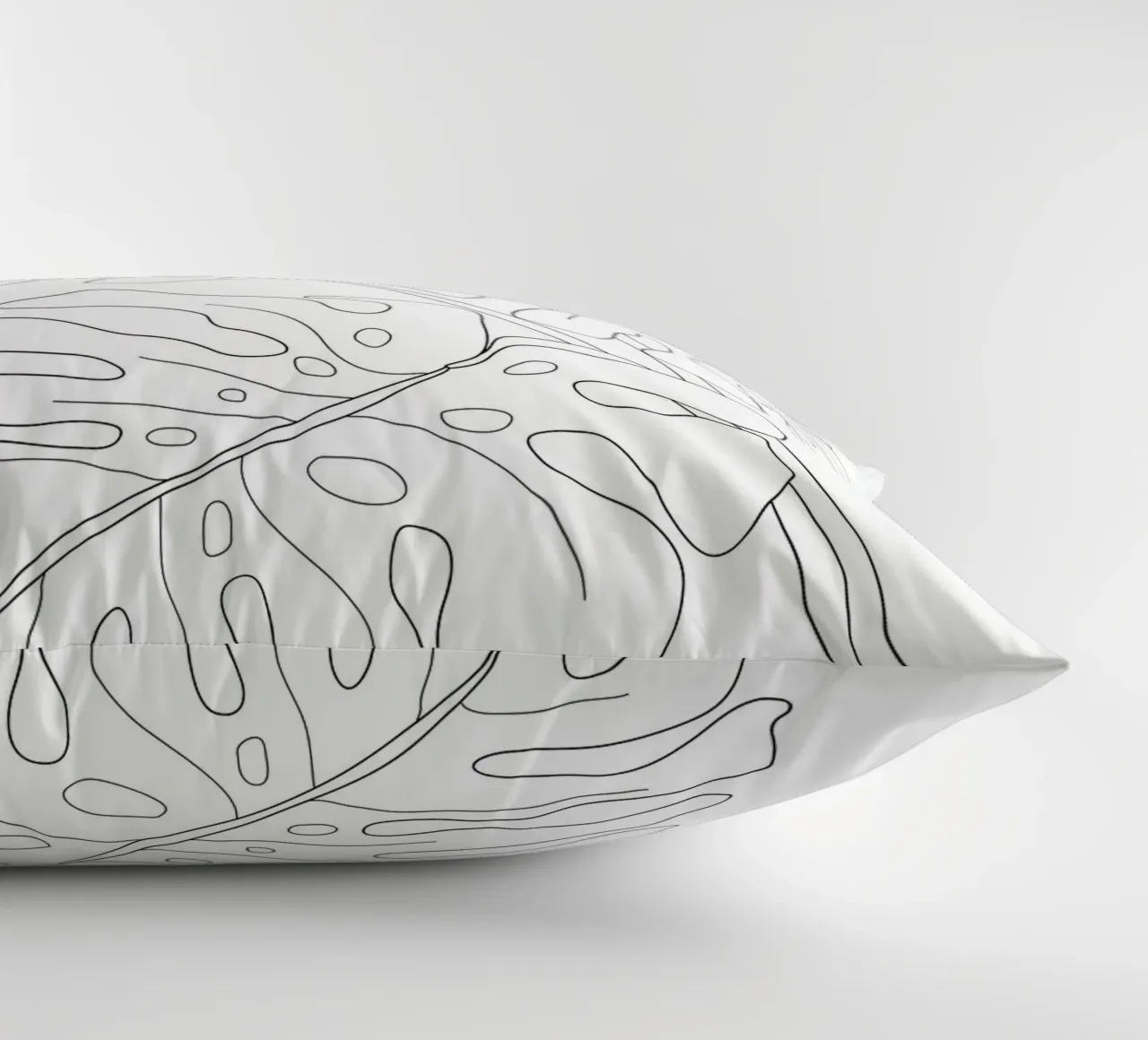 Minimal Line Art Monstera Leaves cuscino da Nadjaa