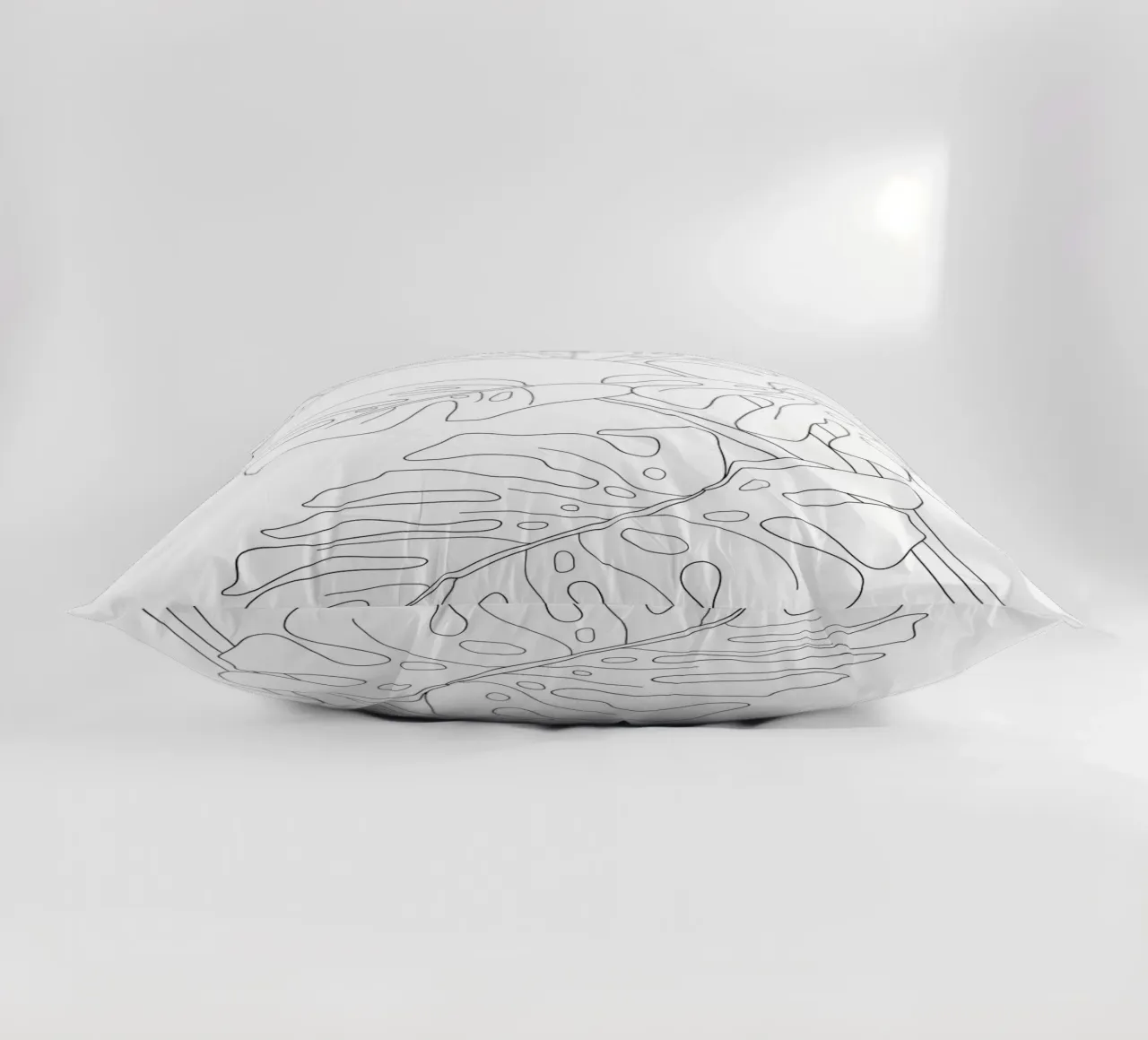 Minimal Line Art Monstera Leaves cuscino da Nadjaa