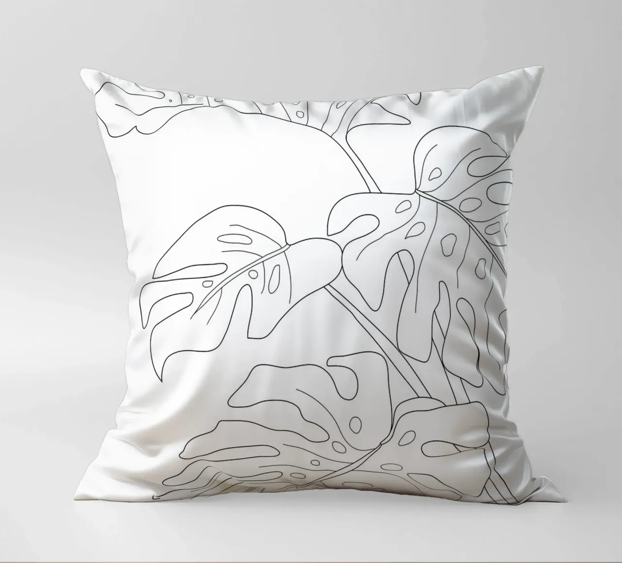 Minimal Line Art Monstera Leaves cuscino da Nadjaa