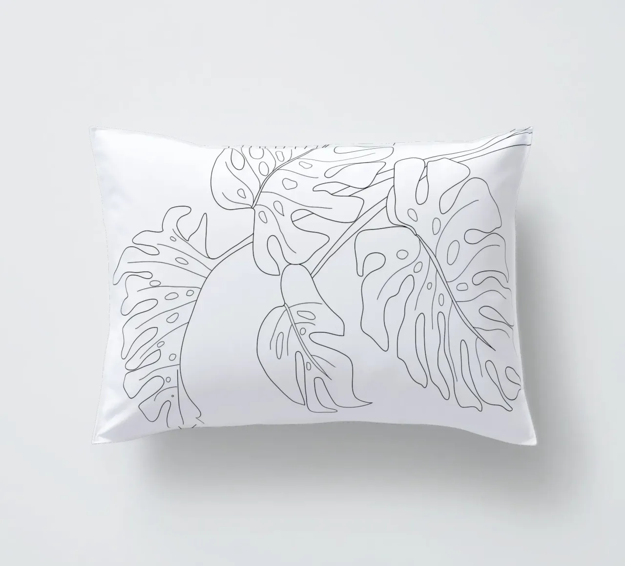 Minimal Line Art Monstera Leaves cuscino da Nadjaa